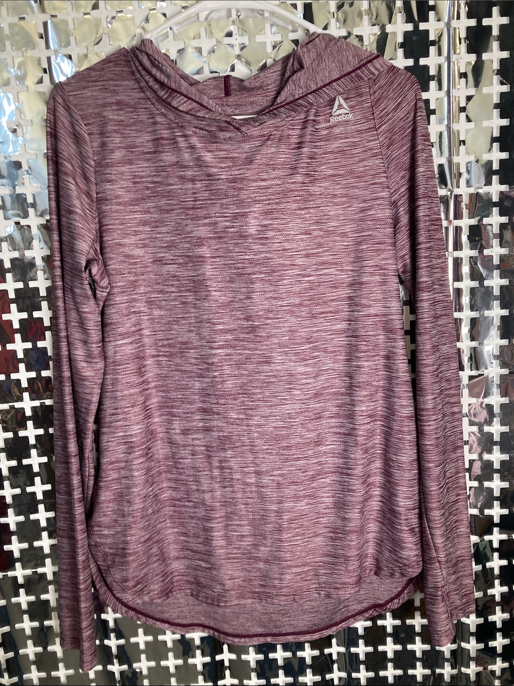 Reebok Women's Heathered Plum Hooded Pullover Top